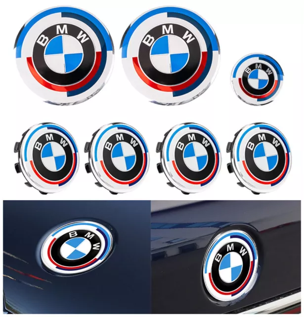 7stk 50 Jahre M 82/74/45/68mm Vorne Hinten Lenkrad Nabendeckel Emblem Für BMW