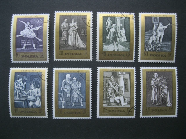 Briefmarken Polen Theater Ballett Oper MONIUSZKO 8 Werte gestempelt