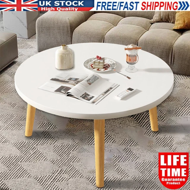 ROUND COFFEE TABLE W/ Solid Wood Legs Sofa End Side Coffee Table EUR 30
