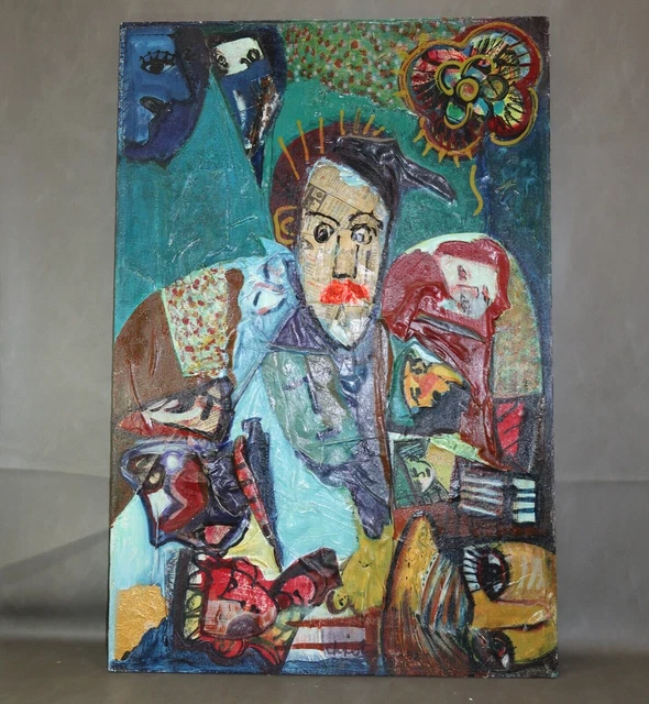 '92 Original Christina Woodhouse Vezzetti "The Comic" Mixed Media Painting 30x20