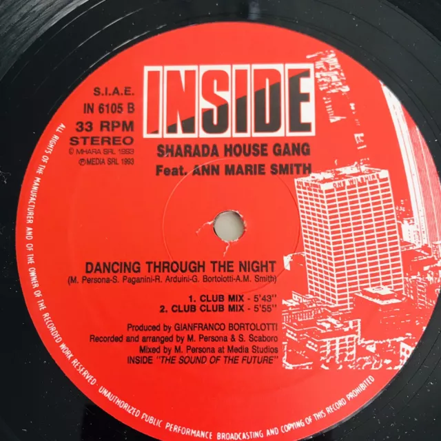 Sharada House Gang - Dancing Through The Night ITALO IMPORT 12” Vinyl Record VG+