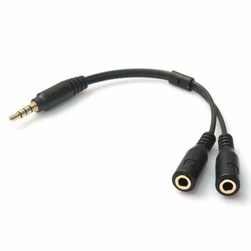 Cable adaptateur casque PC micro smartphone 3.5mm Jack male/Double 3.5 femelle