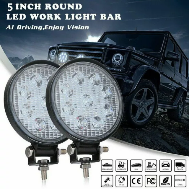 2X 27W Car LED Work Spot Lights Spotlight Lamp Van ATV Offroad SUV Truck Round