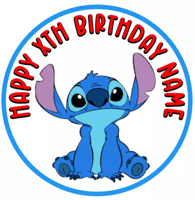 PERSONALISED THEMED CAKE topper, Stitch Themed Birthday cake £5.50 -  PicClick UK