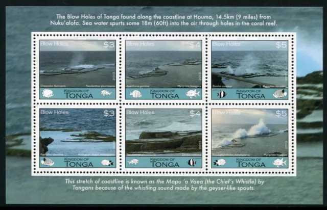 Tonga 2013 Blow Holes Fontänen Meer Block Postfrisch MNH