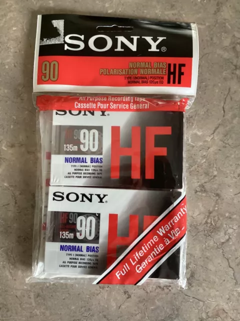 New Sealed (2) SONY HF 90 Minute Blank AUDIO CASSETTE TAPES Normal Bias