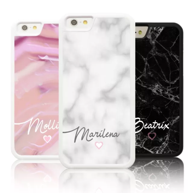 Personalised Silicone Marble NAME Case Cover for Apple IPHONE customised initial