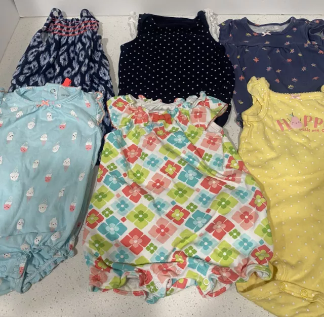 Lot of 3-6 Months Baby Girl Clothes 6 outfits carters gymborie Gap rompers