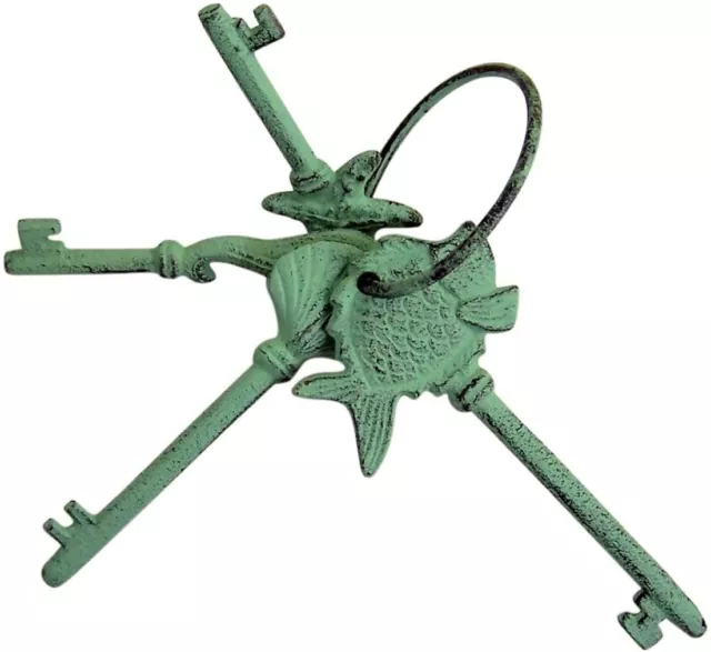 Rustic Old Fashioned Nautical Beach Themed Cast Iron Skeleton Keys, 5 Inch 2