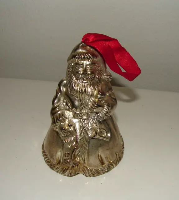 Godinger Santa Claus Bell Ornament Silver Plated Holiday Decor Vintage