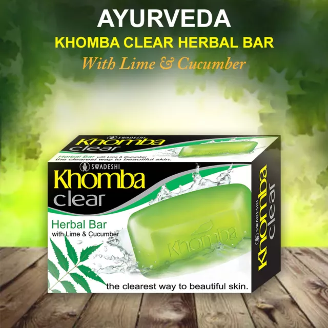 Natural Khomba Clear Herbal soap, Anti-Bacterial bar with Lime Cucumber Neem oil