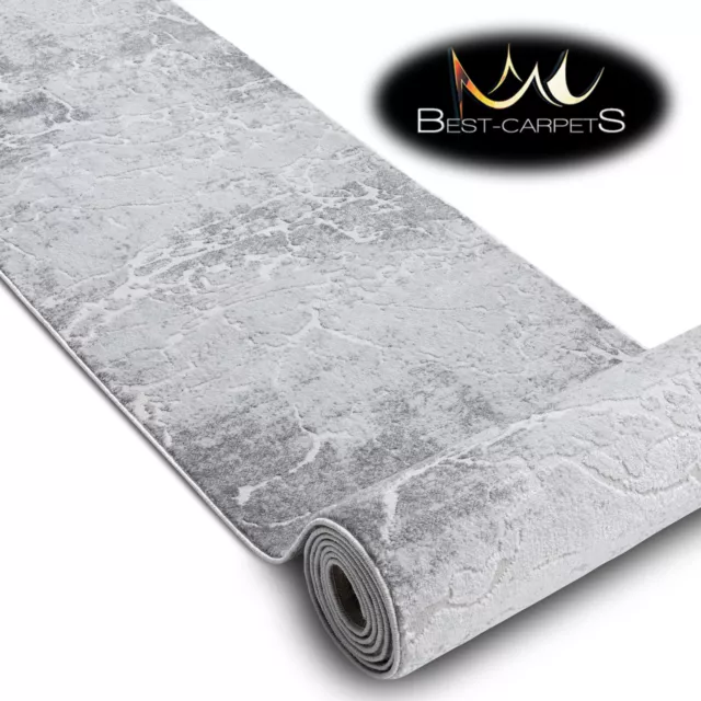 Moderno Hall Runner Estructural "MEFE" 6182 Hormigón Griegado Gris Ancho 60-200 cm
