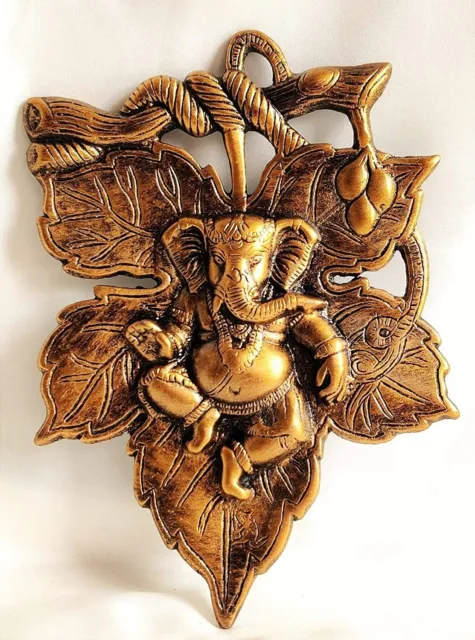 Décoratif Métal Lord Ganesha Sur Feuille Tenture Murale Modèle Pour Décor Maison