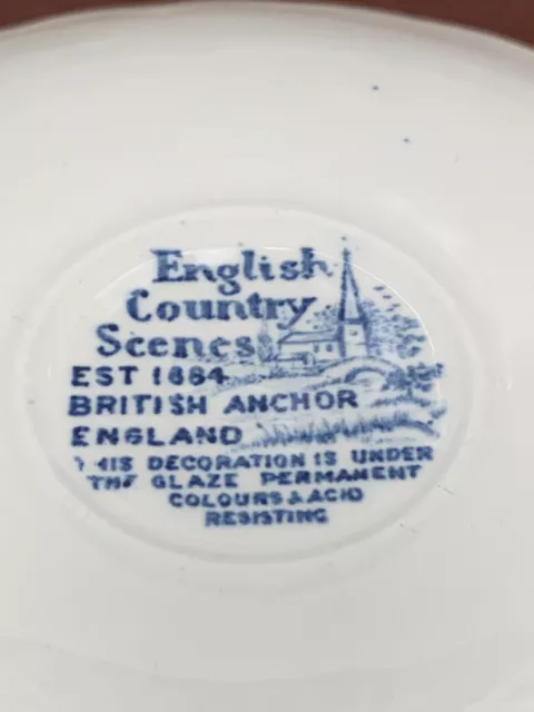 6 ENGLISH COUNTRY SCENES by BRITISH ANCHOR ENGLAND - Blue & White - Side Plates 3