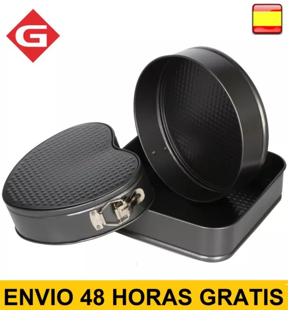 3x MOLDES PARA TARTAS PASTELES BANDEJA DESMONTABLE ANTIADHERENTES SPRINGFORM