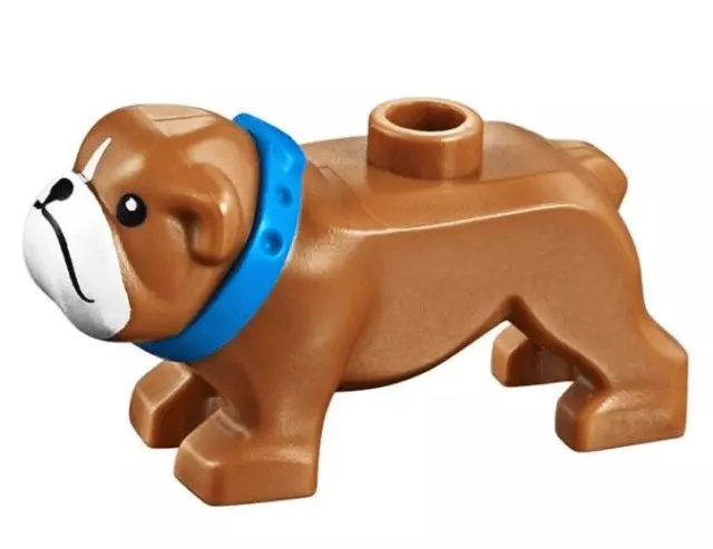LEGO Hund - French Bulldog with Black Eyes Nose Mouth in Medium Nougat –