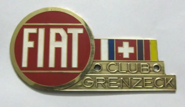 Voiture Badge-Fiat Club Grenzeck Grill Badge Emblème Logos Métal Email