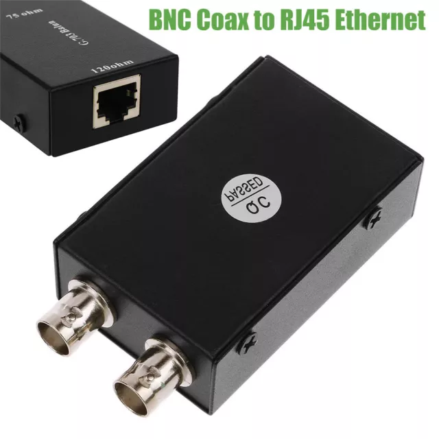 Premium BNC Coax to RJ45 Ethernet Converter Video Baluns Media Adapters Black