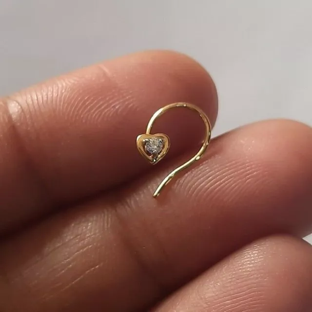 Anillo de pasador para el cuerpo de la nariz con diamante blanco de talla...