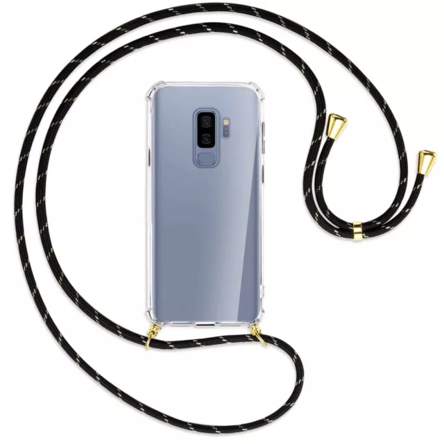 Collier pour Samsung Galaxy S9+ S9 Plus noir+or (O) Etui Coque avec cordon