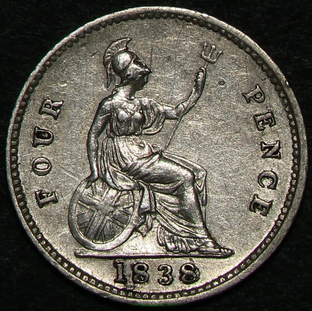 1838 Great Britain 4 Pence Groat Silver KM#731 Repunch 8 #16175