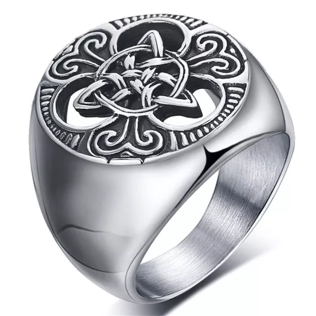 Retro Mens Round Celtic Knot Anneaux En Acier Inoxydable Anneaux Taille US 7-15