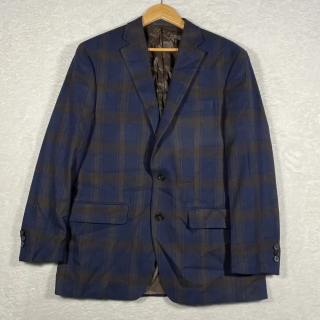 Ralph Lauren Black Label 40R Blue/Brown Plaid Suit Jacket Blazer Sport Coat Luxe