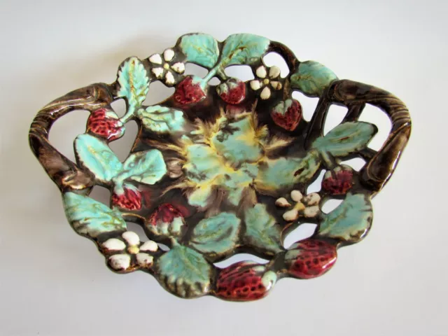Vintage Austrian Majolica - Ceramic serving plate 26*10 cm. - hand painted