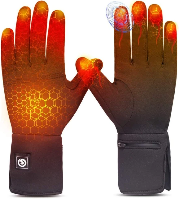 Heated Glove Liners for Men Women,Rechargeable X-Large/XX-Large, BLACK(thin)