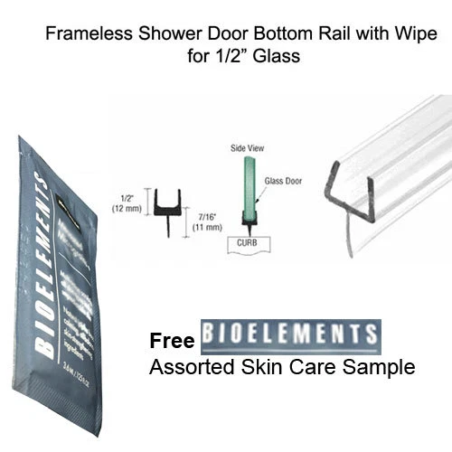 SHOWER DOOR ONEPIECE Bottom Rail With Wipe for 1/2" Glass 31" in