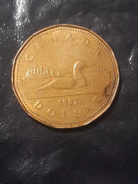 CANADA ONE DOLLAR 1987 COIN $1 Canadian Lucky Loonie Loon