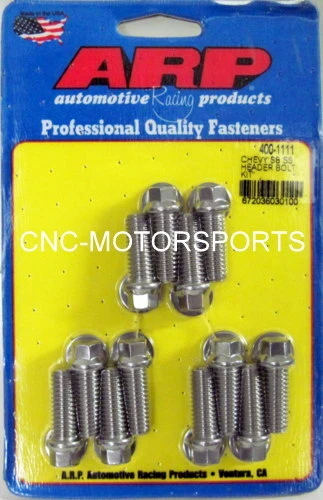 Arp Header Bolt Kit 400-1111 Sb Chevy 3/8 Diameter Bolt 3/8 Wrench Qty 12
