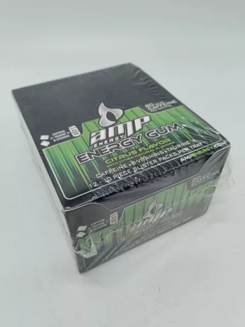RARE AMP CITRUS FLAVOR ENERGY DRINK BUBBLE GUM "LAST SEALED BOX ON Earth Mnt Dew