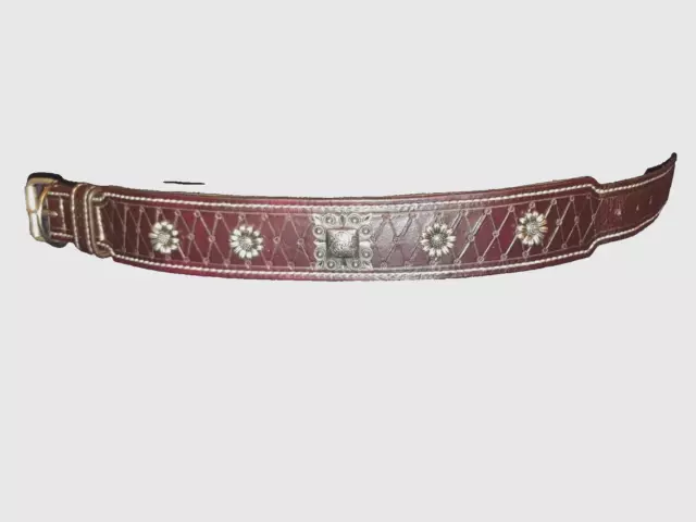Handmade genuine Leather Dog Collar, hand-tooled and stitched, suede padded 2
