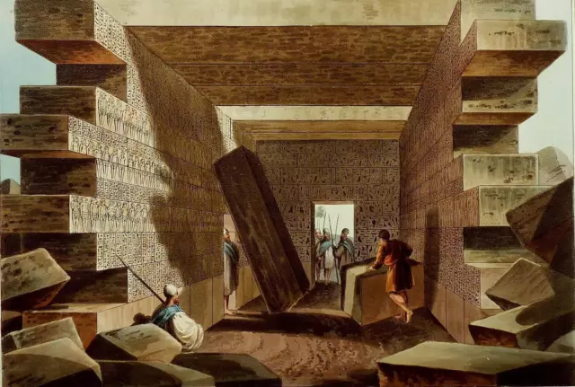 LIBYEN - Tempelansicht II - Farbaquatintaradierung - um 1810