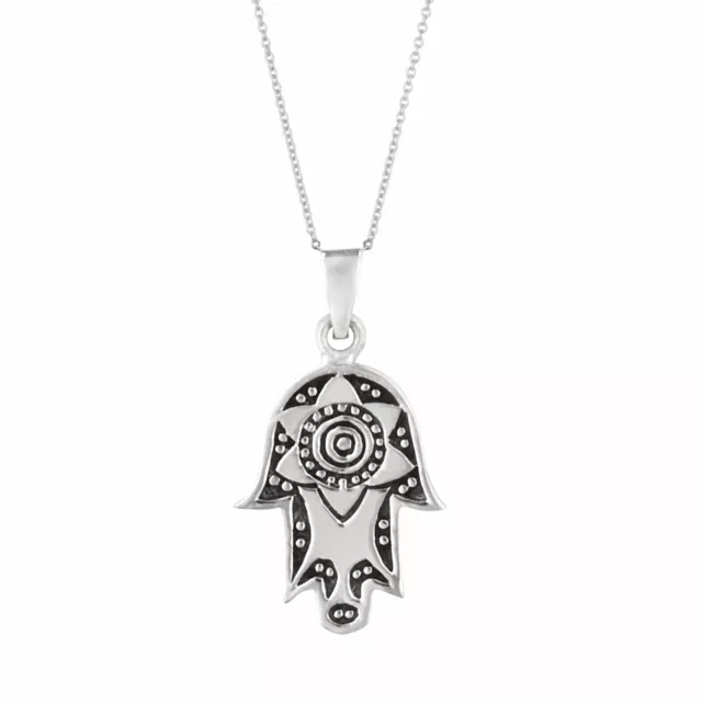 Silverly Silber Hamsa Fatima Hand Sterne Lotus Oxidiertes hangende Halskette