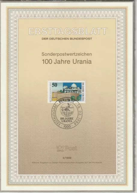 Ersttagsblatt ETB 4/1988 - "100 Jahre Urania Berlin" Deutsche Bundespost