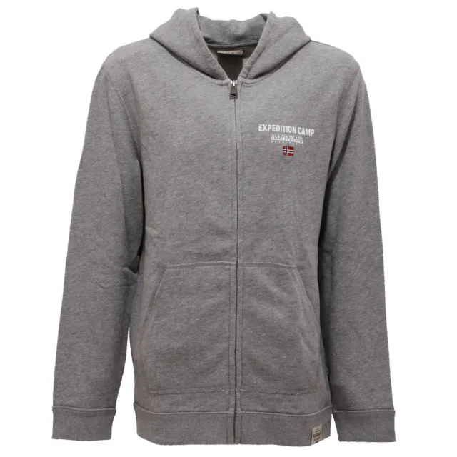 2403AB felpa bimbo BOY NAPAPIJRI full zip grey cotton hoodie sweatshirt