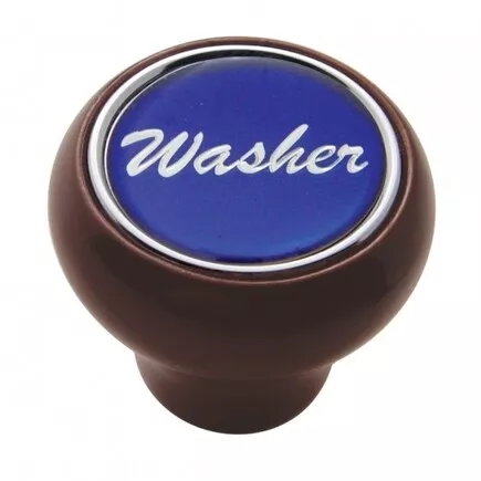 United Pacific 23549 Dash Knob   "Washer" Wood Deluxe, Blue Glossy Sticker