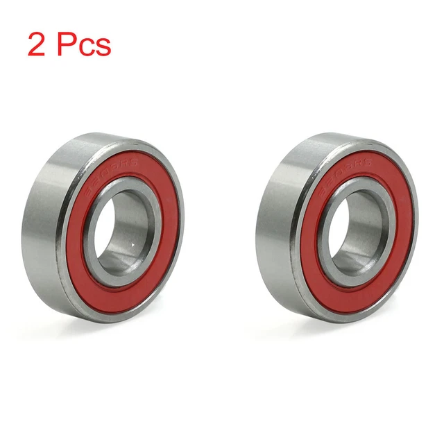 2pcs 6203RS 17x40x12mm Red Rubber Sealed Deep Groove Ball Roller Bearings