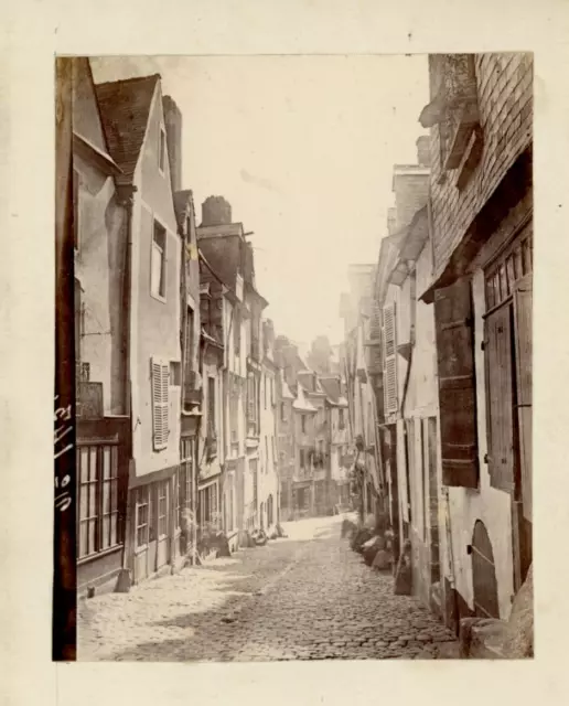 France Le Mans Une rue du centre-ville  Vintage Albumen Print Tirage albuminé