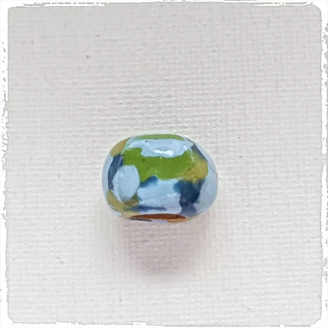 KAZURI  MACRAME BEADS -  round - blue & green with the blotch pattern