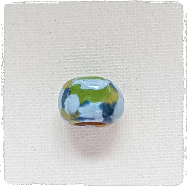 KAZURI  MACRAME BEADS -  round - blue & green with the blotch pattern