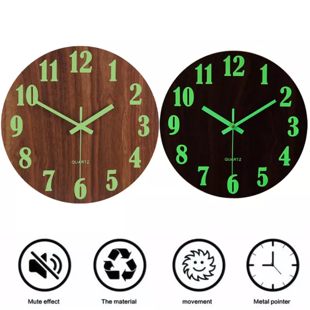 12" Glowing Round Novelty Wall Clock Hanging Bedroom Home Kids Room Office 2