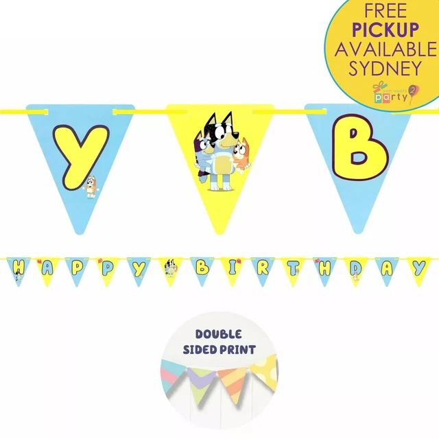 BLUEY PARTY SUPPLIES 4.5m HAPPY BIRTHDAY BUNTING FLAG BANNER BINGO ...