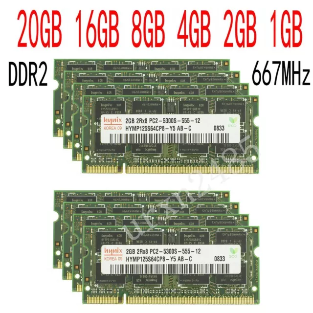 20GO 16GO 8GB 4GB 2GB 1GO PC2-5300 DDR2-667 CL5 SODIMM notebook RAM par Hynix FR