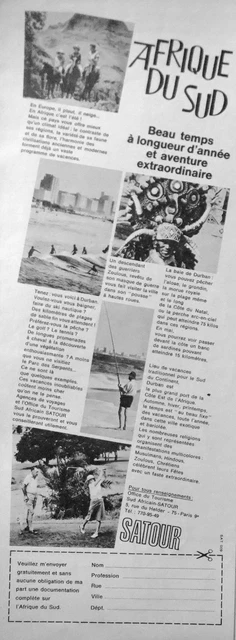 Publicité De Presse 1968 Satour  Voyage Afrique Du Sud Aventure Extraordinaire