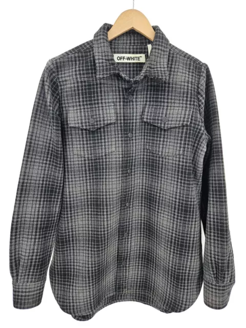 Off-White c/o Virgil Abloh Flannel Mens XS Oversized Jacket Shirt Plaid Grey