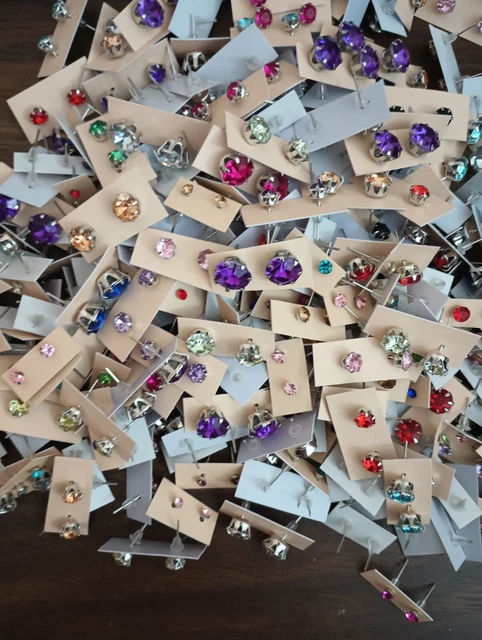 Wholesale Lot of 25 Pairs of Assorted Stud Earrings New Bling