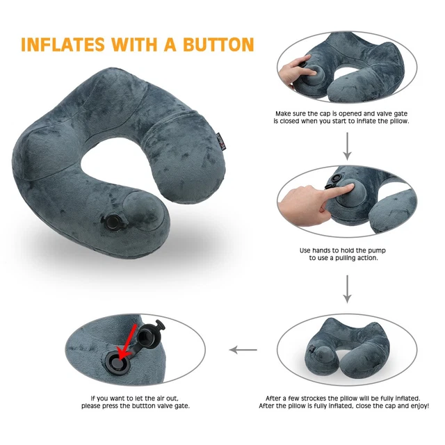 Travel Pillow Foldable Inflatable U-shaped Neck Support Car Airplane Air Cushion 10